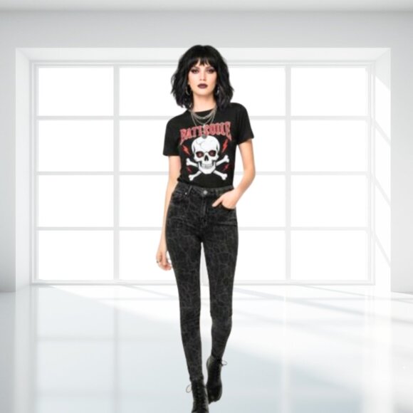 Ethyl Clothing High Rise Wrinkle Acid Wash Skinny Jeans Size 4 - Picture 1 of 9